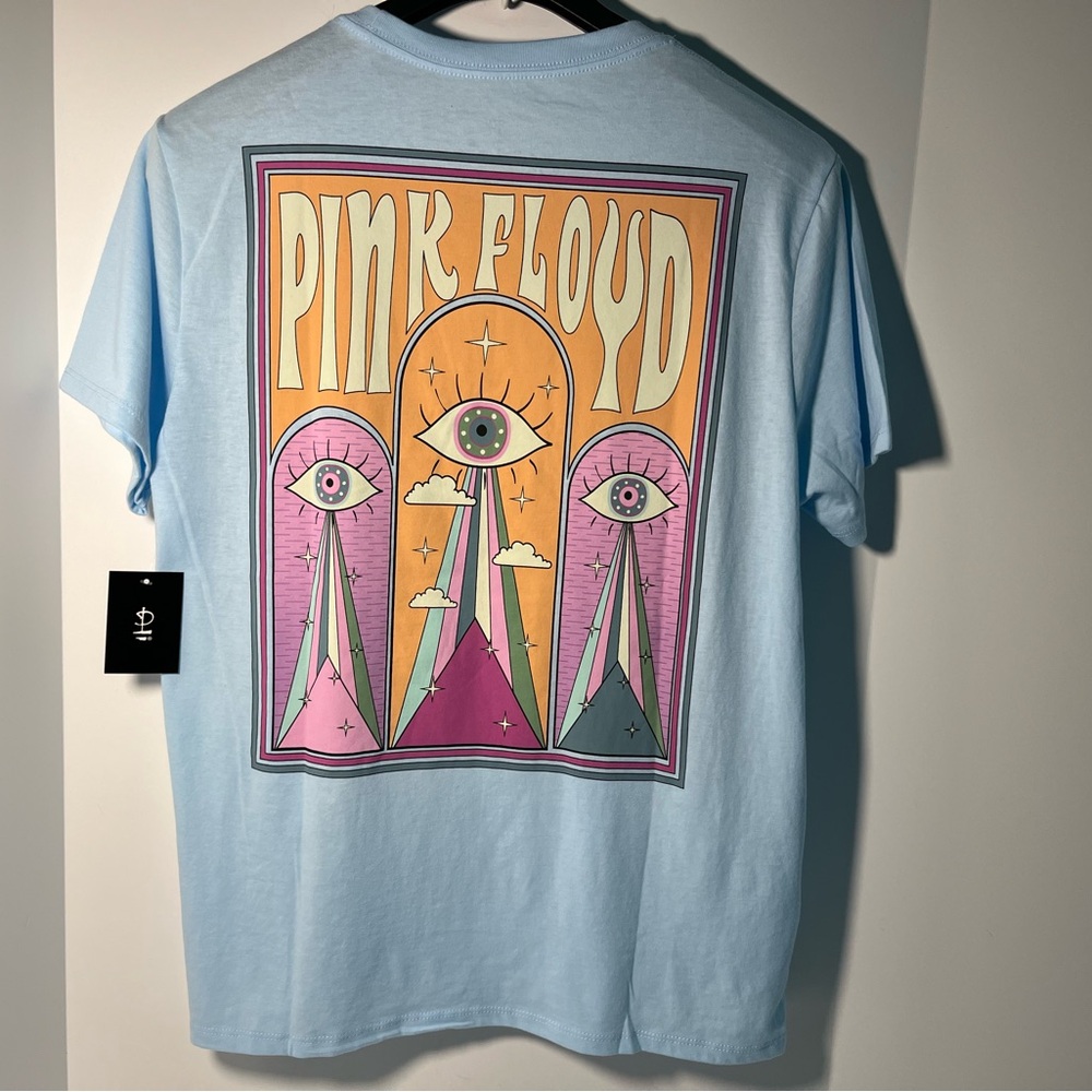 Pink Floyd Licensed Cotton Blend Short Sleeve Graphic TShirt w/Embroidered Logo